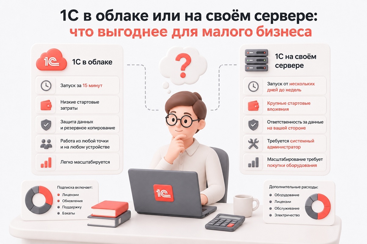 1С в облаке или на своём сервере: что выгоднее для малого бизнеса